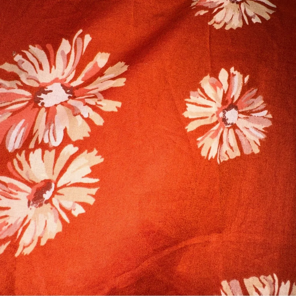 Madewell Floral Print Wrap Cotton V-Neck Mini Dress Rusty Torch dark orange S - Picture 13 of 16